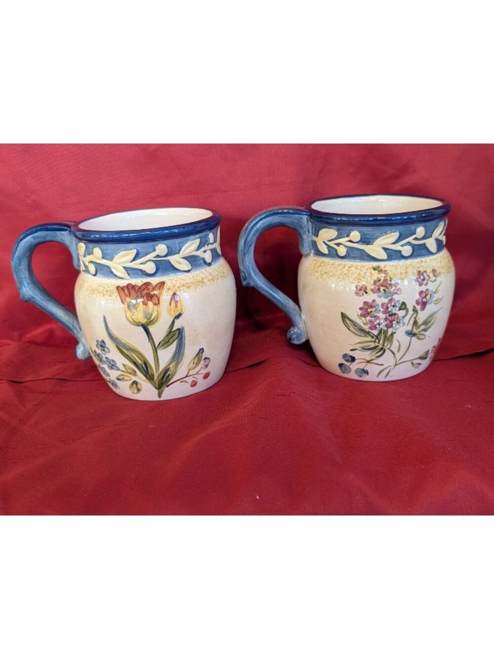 Set of 2 Floral Coffee Mugs Certified International by artist Pamela Gladding